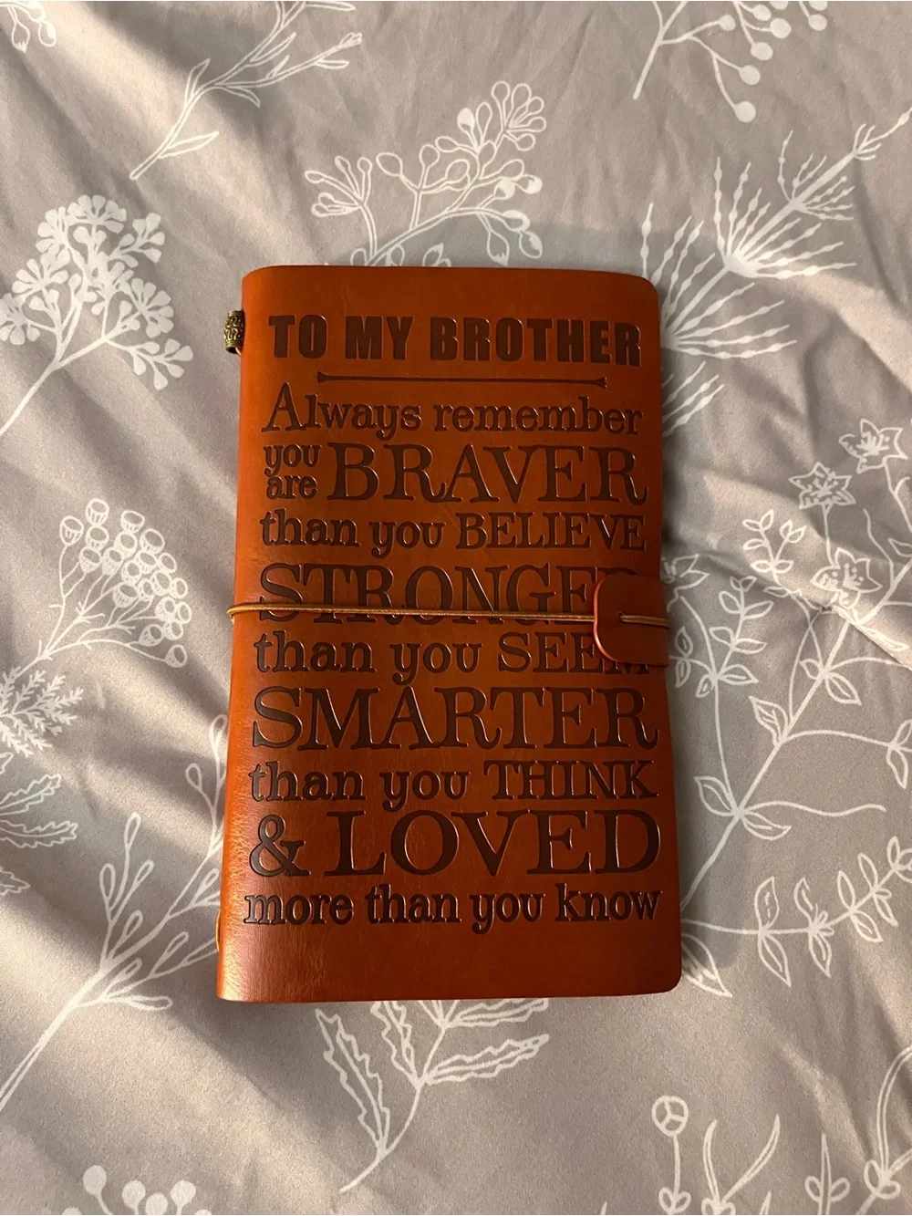 Brown Embossed Leather Journal Cover – Inspirational Message